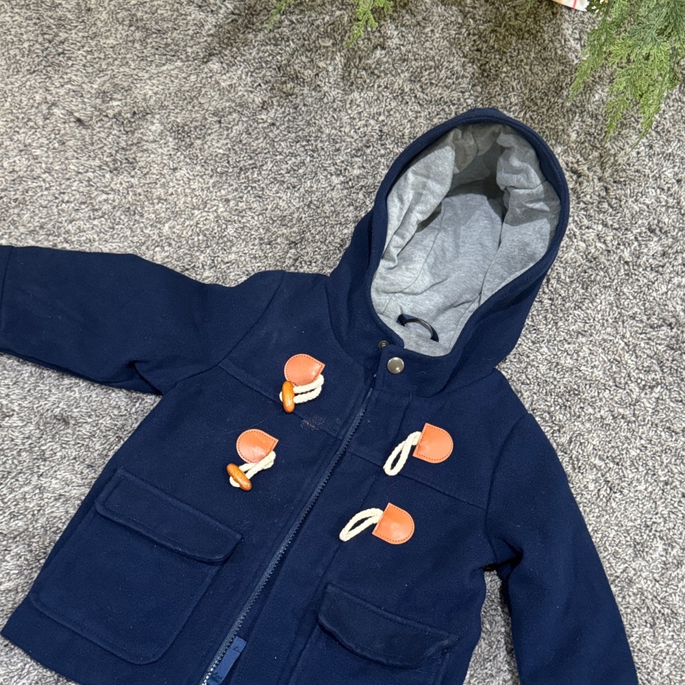 Cat & Jack Navy Pea Coat with Gray Lining